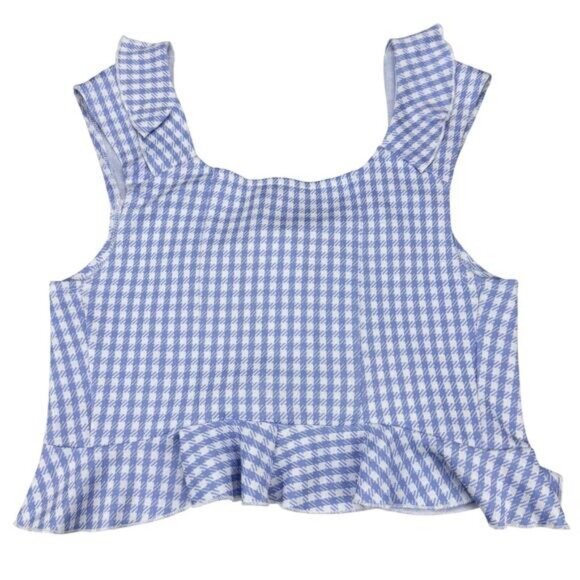 NWT URBAN OUTFITTERS Ilene Gingham Tie-Front Top Sz Medium Blue - Picture 9 of 9